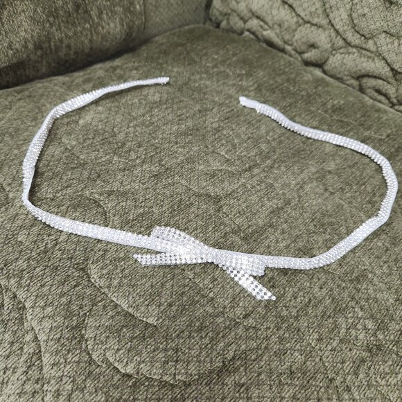 Bridal Dress Belt White/Silver Rhinestone - Picture 1 of 3